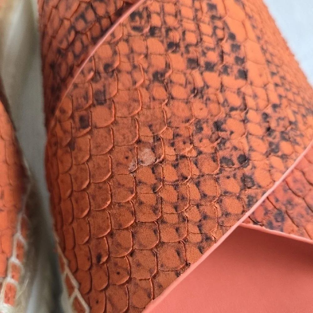 Franco Sarto Birch Orange Snakeskin Leather Espadrille Platform Sandals Mens 8M